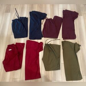 Women’s set of medical scrubs lot multiple colors
